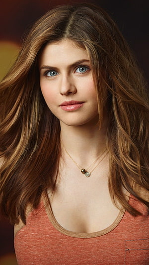 Alexandra Daddario Portrait With Long Wavy Hair And Blue Eyes HD phone wallpaper