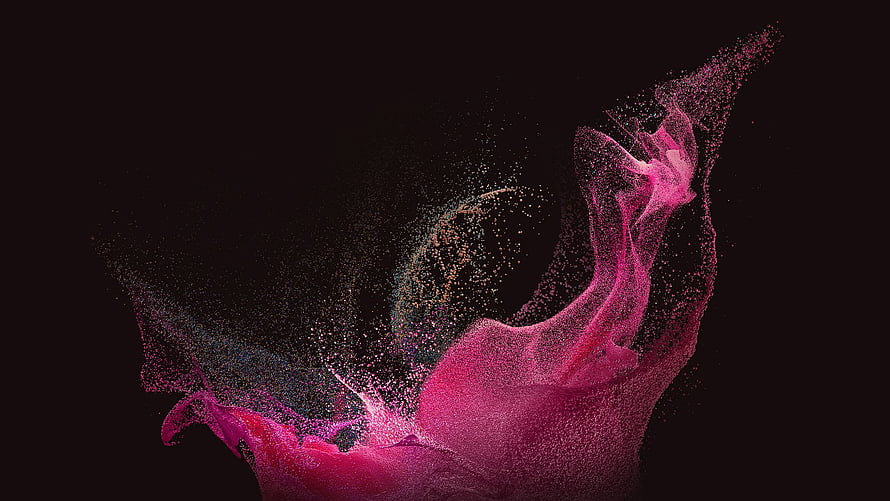 Abstract Pink and Purple Particle Splash on Dark Background HD wallpaper