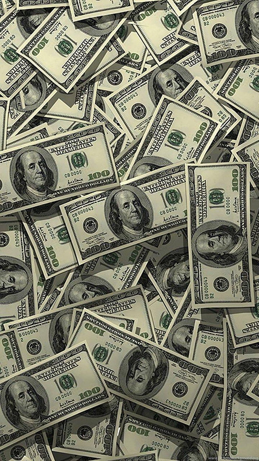Scattered pile of one hundred dollar bills featuring Benjamin Franklin portrait HD phone wallpaper