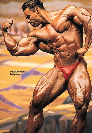 Kevin Levrone Bodybuilding Pose at 1995 Mr. Olympia Competition Stage HD phone wallpaper