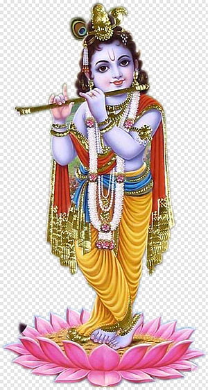 Lord Krishna Playing Flute on Lotus Flower Hindu God Wallpaper HD phone wallpaper