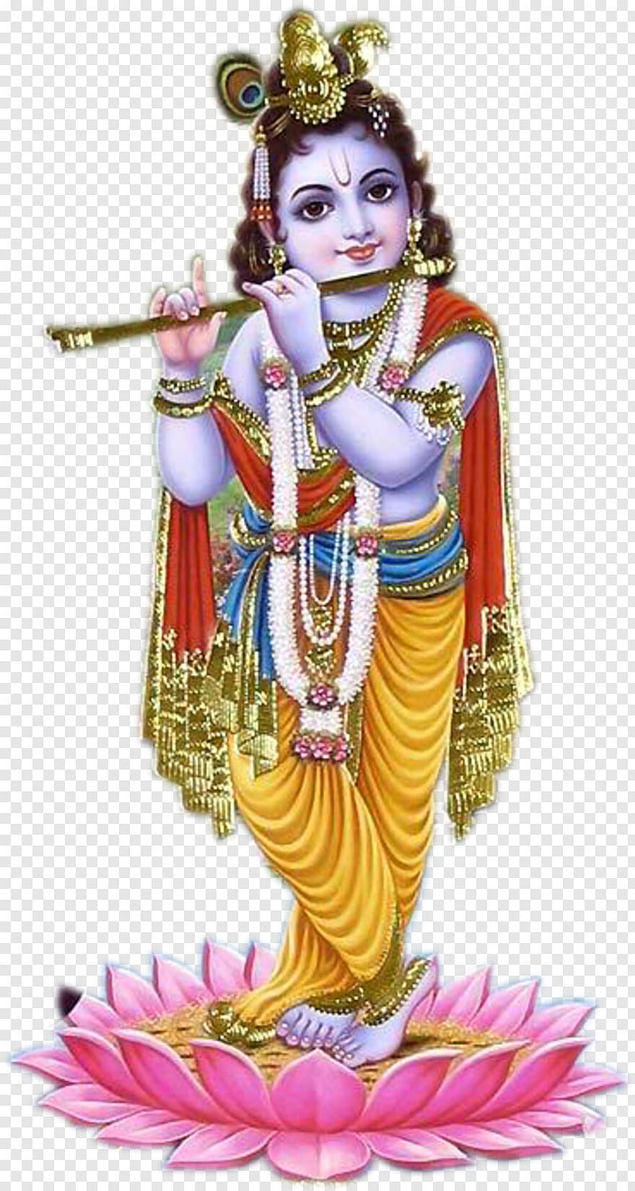 Lord Krishna Playing Flute on Lotus Flower Hindu God Wallpaper HD phone wallpaper