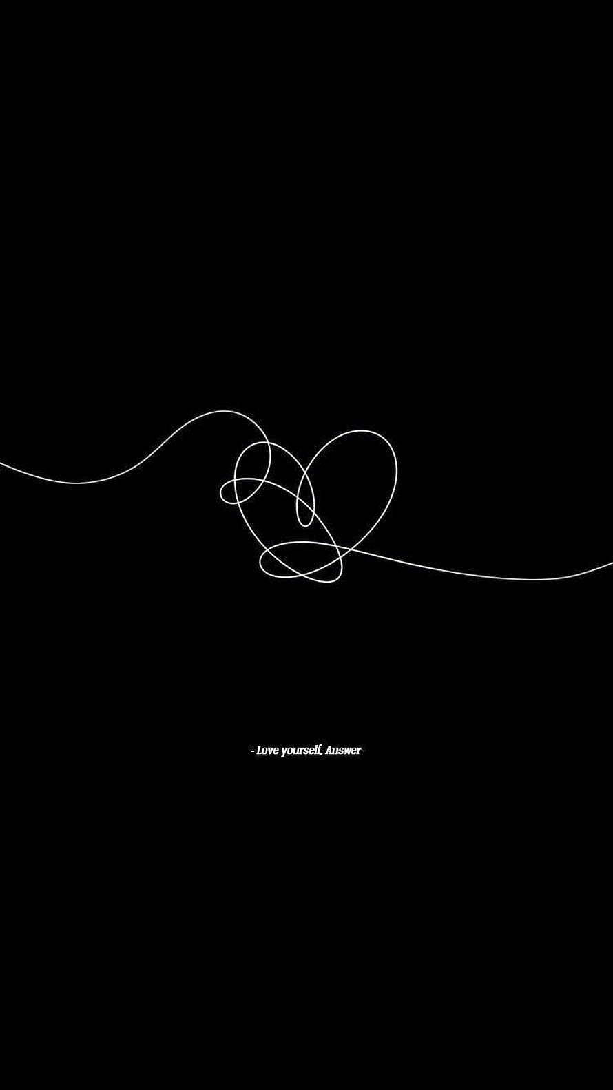 Minimalist Continuous Line Art Heart With Love Yourself Quote On Black Background HD phone wallpaper