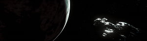 Star Wars Star Destroyer Approaching a Dark Planet in Deep Space HD wallpaper
