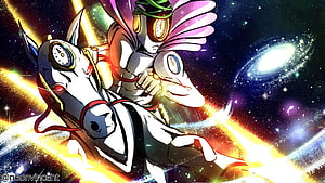 JoJo's Bizarre Adventure Made in Heaven Character Riding Cosmic Horse in Space HD wallpaper