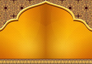 Golden Islamic Arch Background With Intricate Geometric Patterns And Ornate Borders HD wallpaper