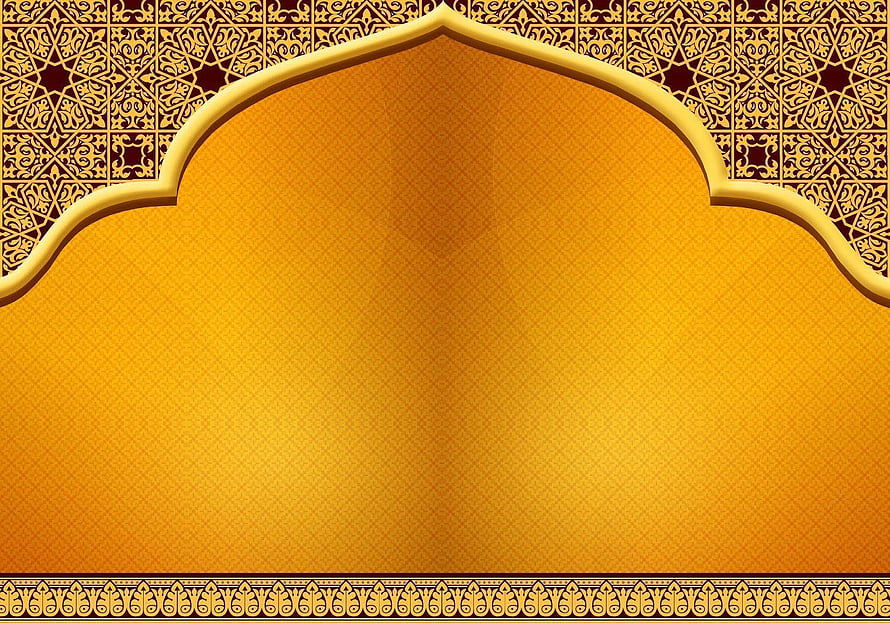 Golden Islamic Arch Background With Intricate Geometric Patterns And Ornate Borders HD wallpaper
