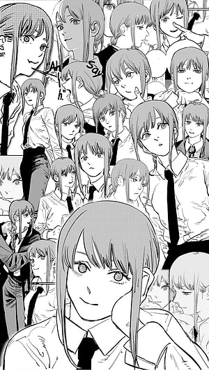 Makima from Chainsaw Man in Black and White Manga Panel Collage, Makima Manga : ChainsawMan, #makima HD phone wallpaper