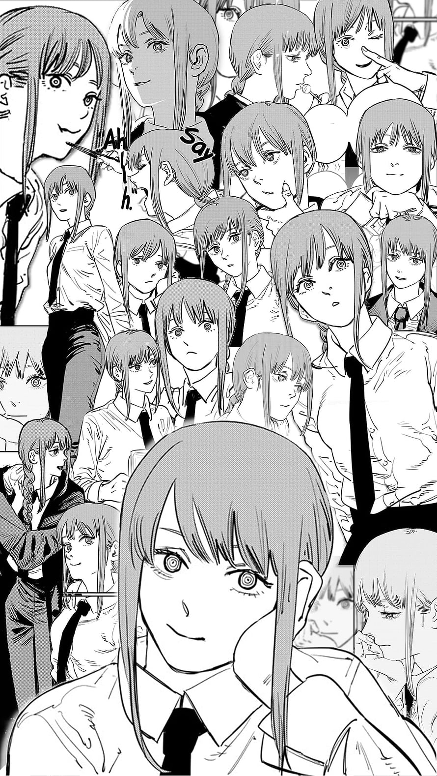 Makima from Chainsaw Man in Black and White Manga Panel Collage, Makima Manga : ChainsawMan, #makima HD phone wallpaper