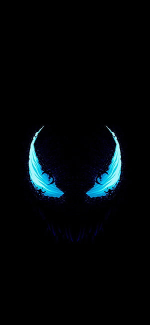 Venom Symbiote Face With Glowing Blue Eyes In Dark Silhouette HD phone wallpaper