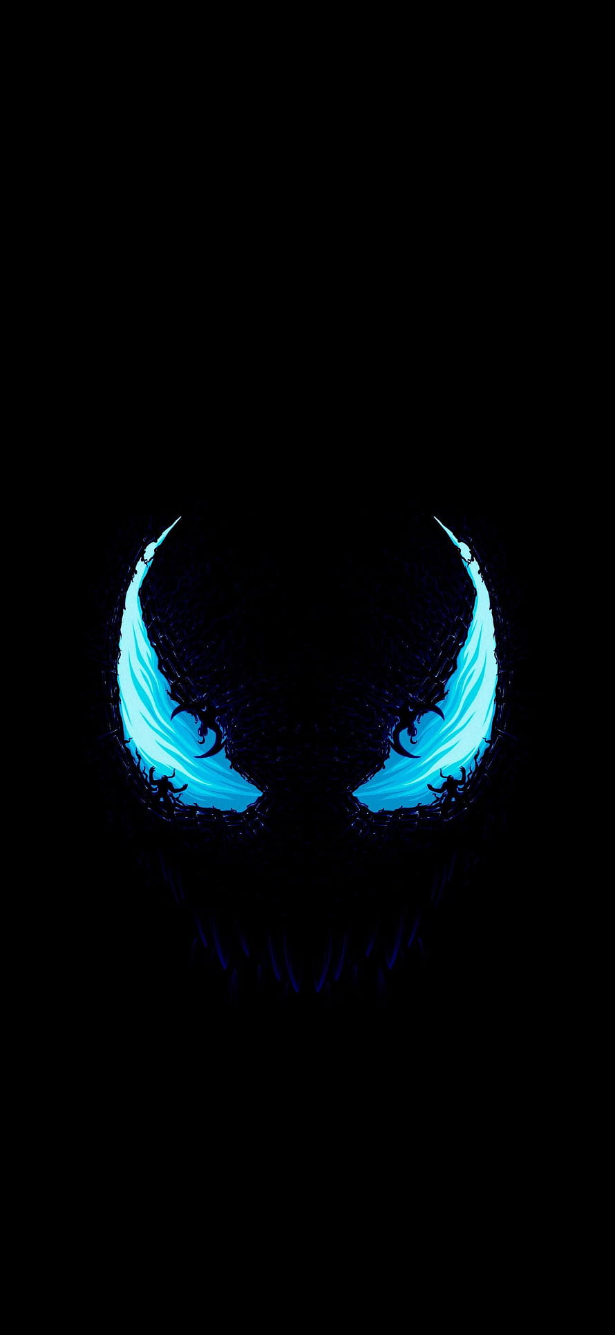 Venom Symbiote Face With Glowing Blue Eyes In Dark Silhouette HD phone wallpaper