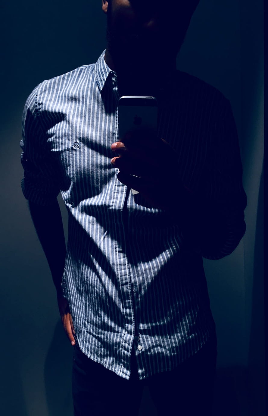 Man in Striped Shirt Taking Mirror Selfie in Dark Room, 50 Attitude, instagram dp boys HD phone wallpaper