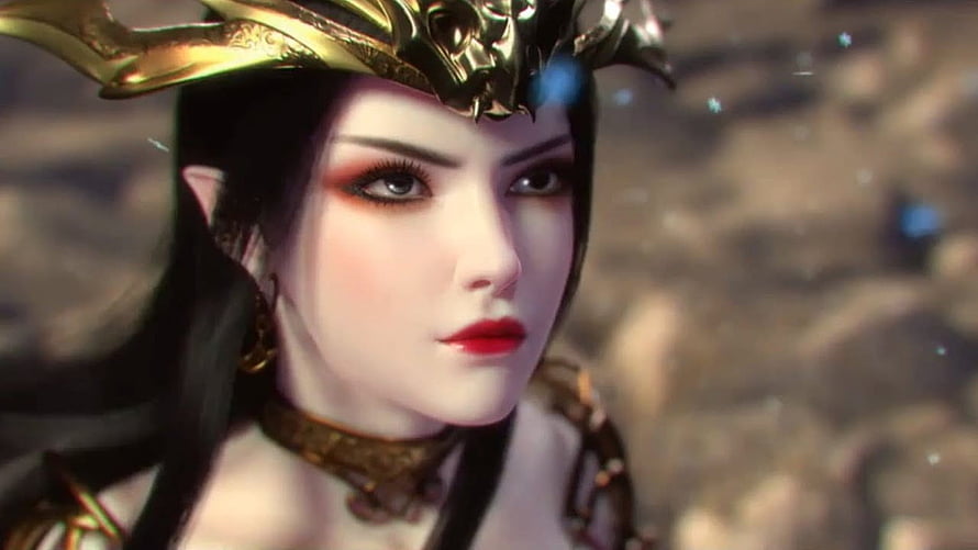 Queen Medusa Fantasy Character with Golden Crown and Elven Ears HD wallpaper