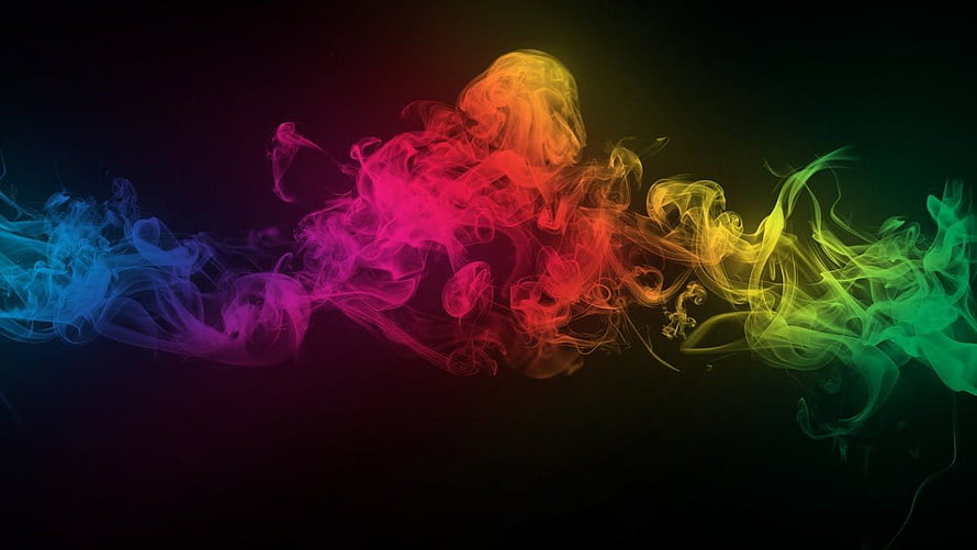 Vibrant Rainbow Smoke Clouds Swirling in Abstract Colorful Mist HD wallpaper
