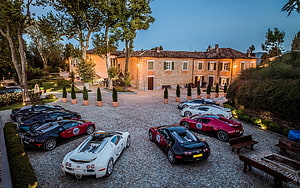 Exclusive Pagani Zonda Collection Parked at Elegant European Villa Courtyard HD wallpaper