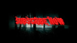 Glowing Red Subscribe Now Text Over Dark Misty Forest Scene HD wallpaper