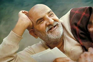 Portrait of Indian actor Balraj Sahni smiling with a white beard and traditional shawl HD wallpaper