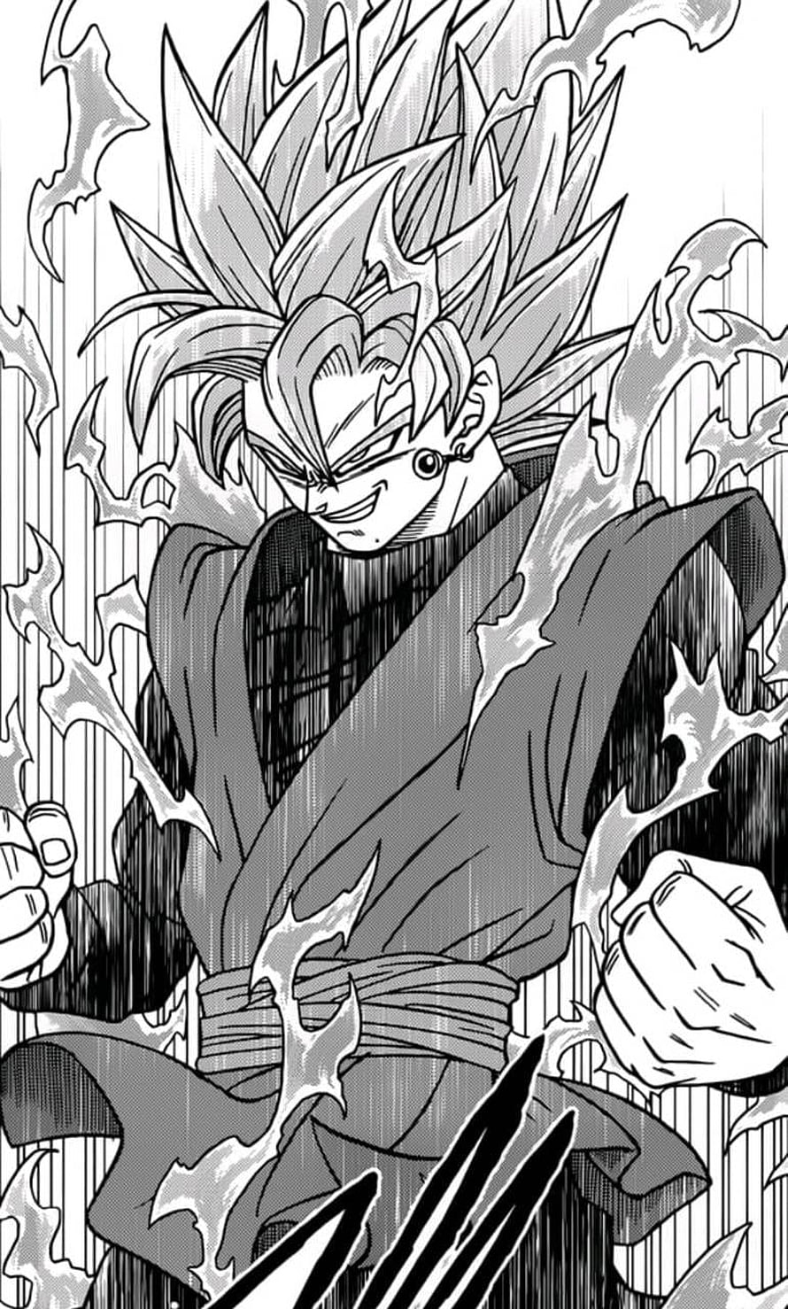 Goku Black Super Saiyan Manga Panel with Energy Aura HD phone wallpaper