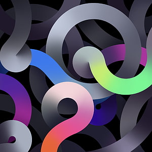 Abstract 3D Gradient Ribbons Wallpaper - Colorful Wavy Shapes on Dark Background HD phone wallpaper