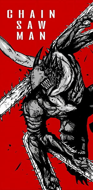Chainsaw Man Manga Character Illustration on Red Background, Chainsaw man by Reaperwh, denji chainsaw man HD phone wallpaper