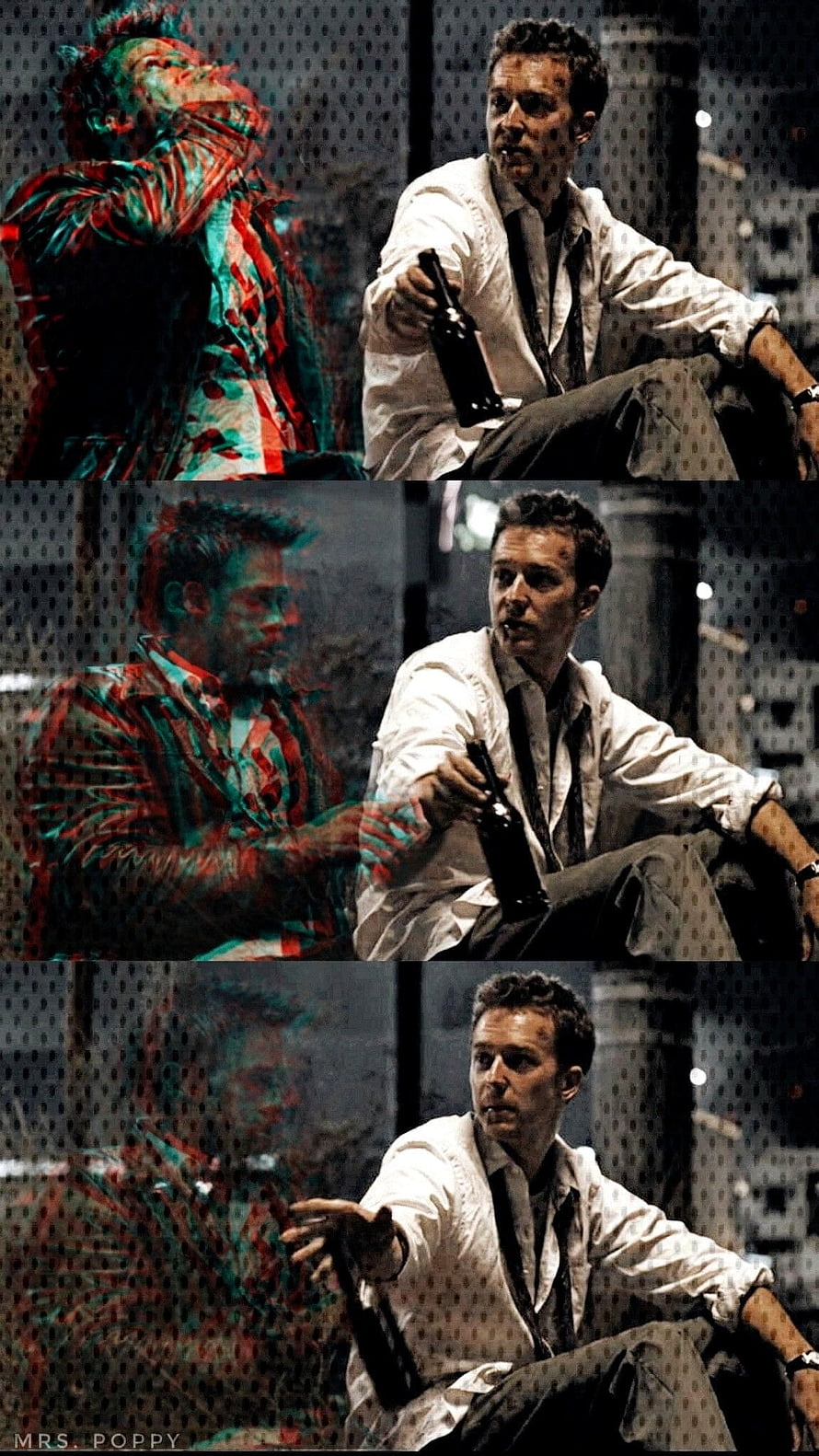 Christian Bale as Patrick Bateman in American Psycho, sitting with a bottle and a ghostly reflection, Fight Club , brad pitt fight club HD phone wallpaper