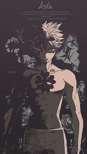 Asta from Black Clover in Dark Monochrome Anime Illustration HD phone wallpaper