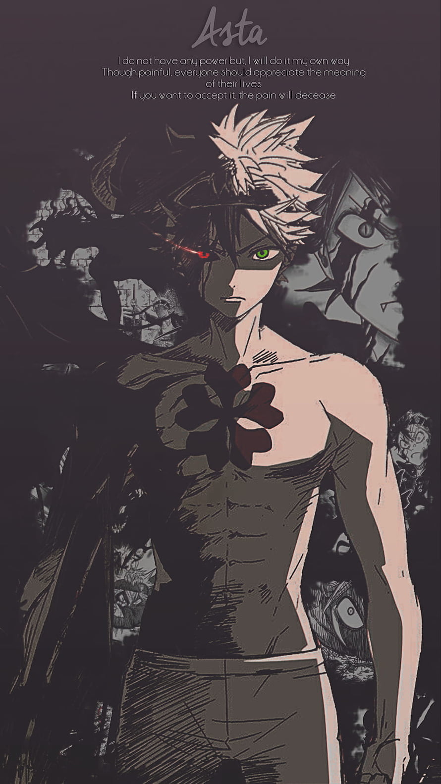 Asta from Black Clover in Dark Monochrome Anime Illustration HD phone wallpaper