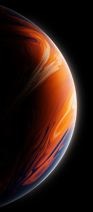 Vibrant Orange and Blue Swirls on a Dark Celestial Sphere HD phone wallpaper