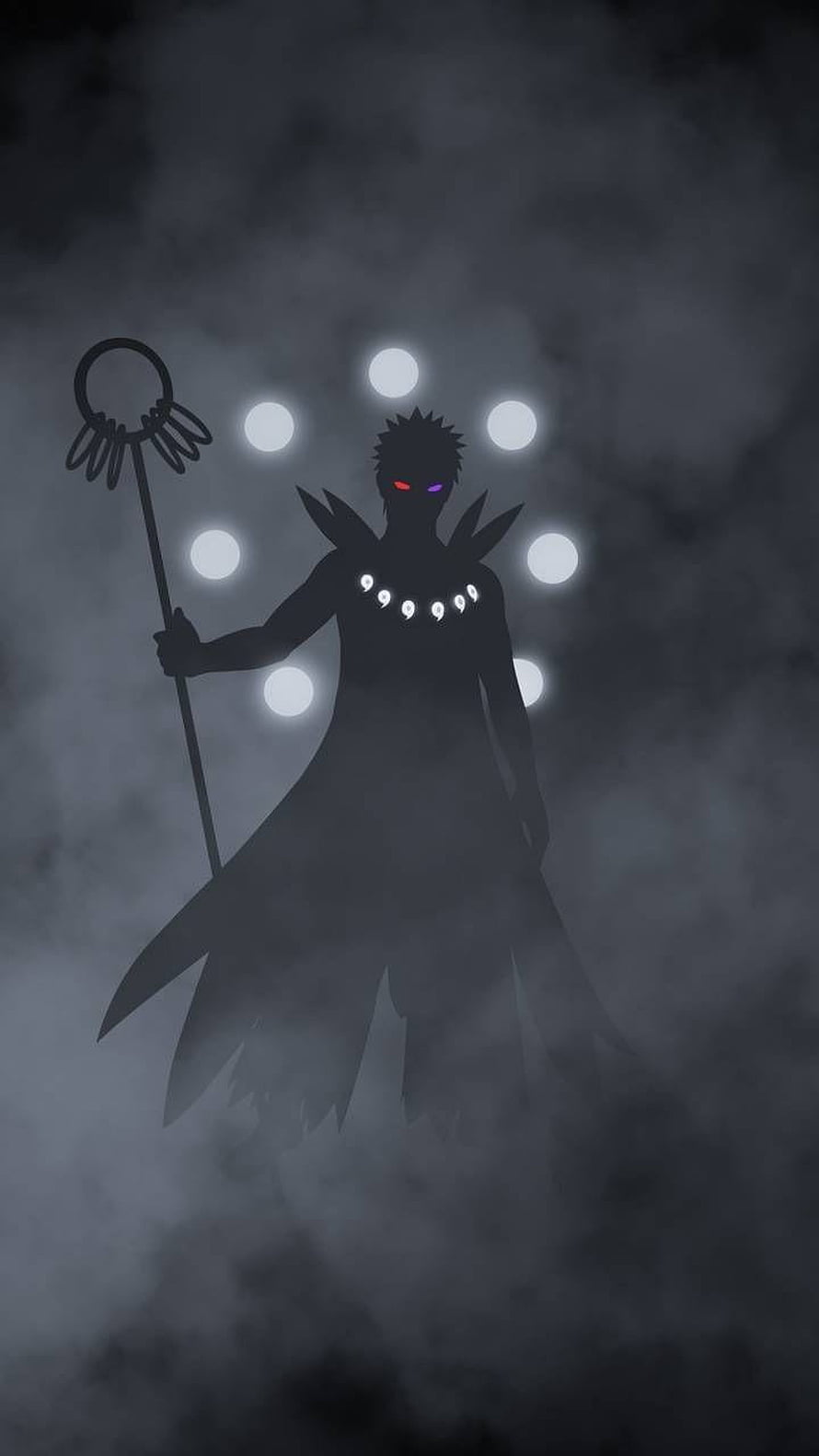 Madara Uchiha in Six Paths Mode with Rinnegan and Staff HD phone wallpaper