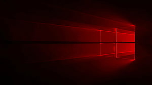 Windows 10 Red Glowing Logo in Dark Minimalist 3D Perspective HD wallpaper