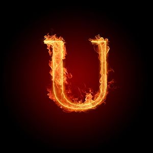 Burning Letter U Alphabet Fire Typography Design HD phone wallpaper
