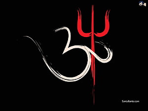 Shiva Trishul Symbol Artwork with Om Sign on Black Background HD wallpaper
