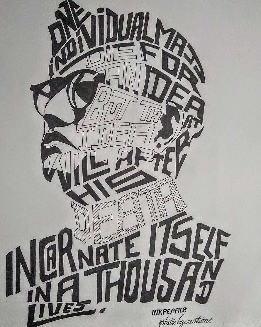Subhas Chandra Bose typographic portrait with inspirational quote lettering HD phone wallpaper