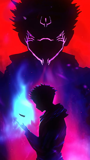 Naruto Uzumaki and Kurama Silhouette Anime Wallpaper HD phone wallpaper