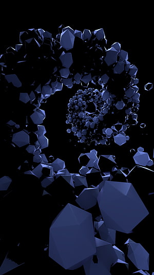 Abstract Dark Blue Geometric Shards Floating in Void HD phone wallpaper