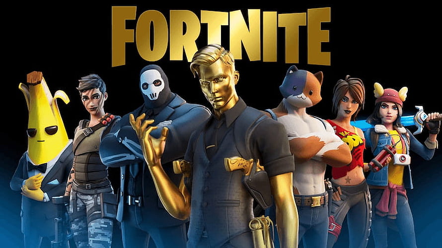 Fortnite Chapter 2 Season 2 Character Lineup with Golden Man and Peely, Fortnite Chapter 2: Season 2 HD wallpaper