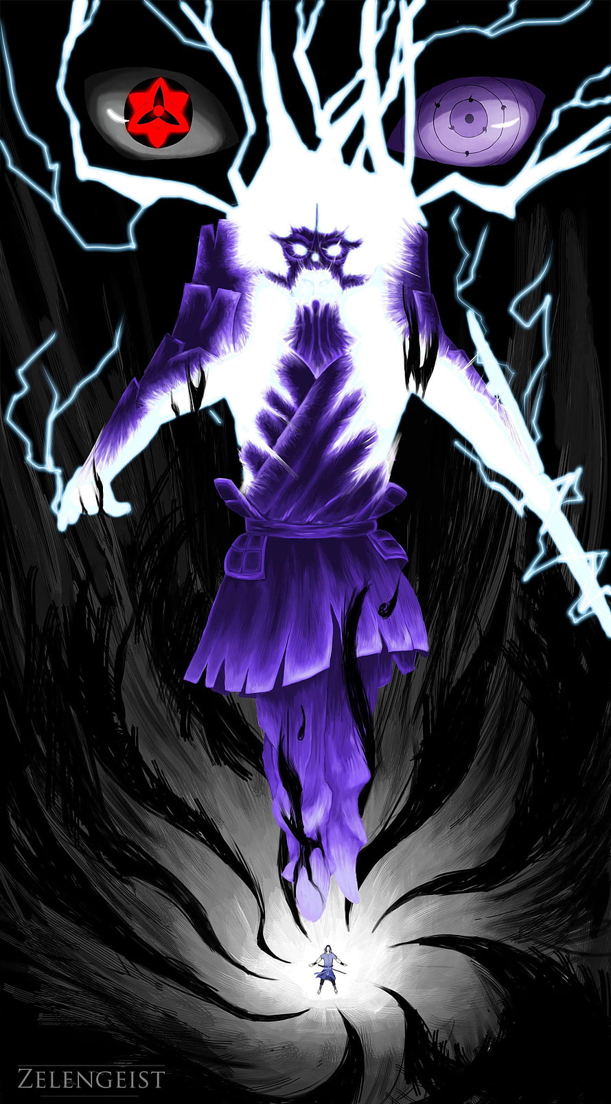 Madara Uchiha Six Paths Mode with Rinnegan and Sharingan Anime Wallpaper HD phone wallpaper