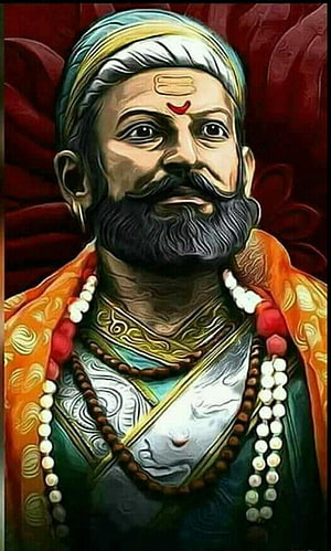 Shivaji Maharaj Portrait Painting with Turban and Beads HD phone wallpaper