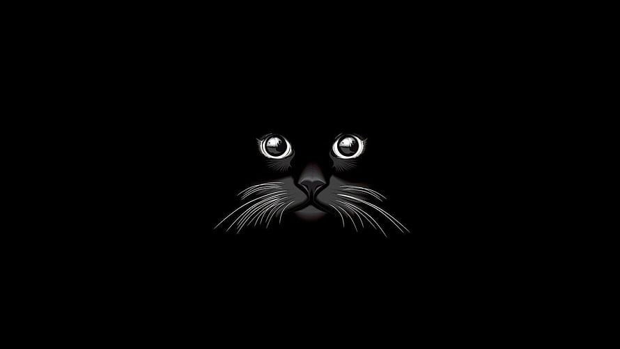 Mysterious Black Cat Eyes Peeking From Darkness Vector Art HD wallpaper