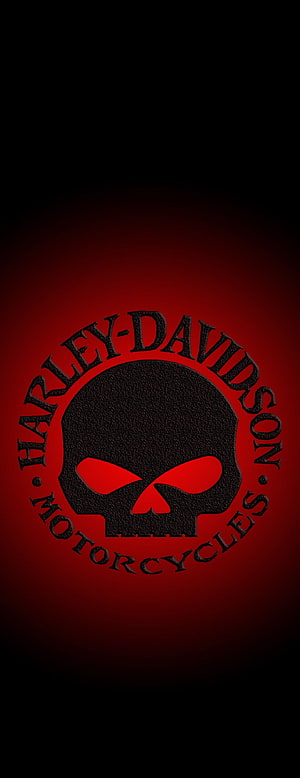Harley-Davidson Skull Logo on Dark Red Gradient Background HD phone wallpaper