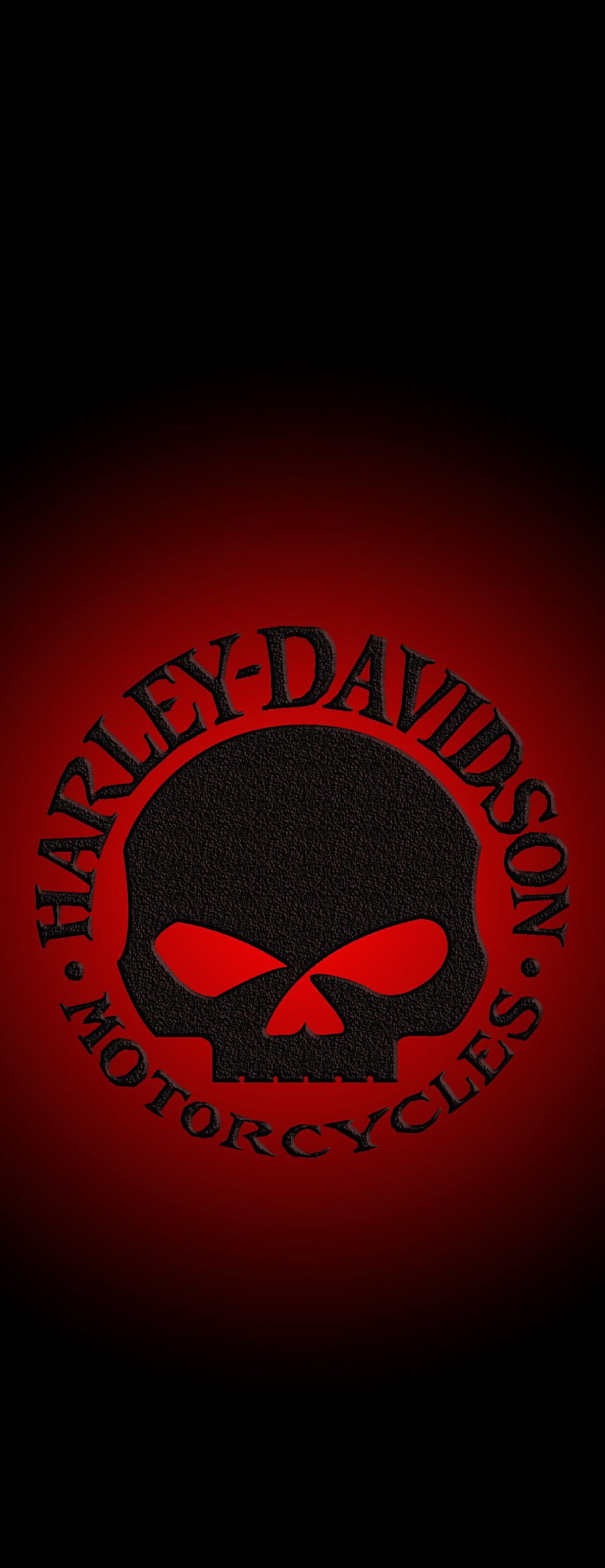 Harley-Davidson Skull Logo on Dark Red Gradient Background HD phone wallpaper