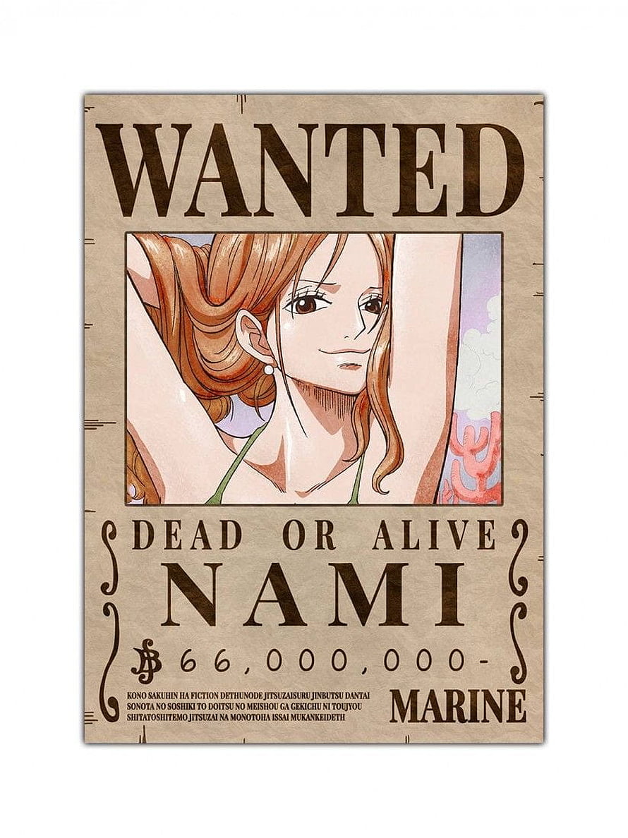 Nami Wanted Poster One Piece Anime Character Art Print HD phone wallpaper