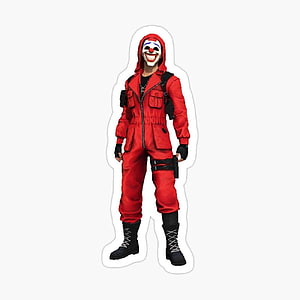 Squid Game Front Man Red Hooded Jumpsuit and Clown Mask Costume, CRIMINAL BUNDLE , RED ,GAMING, fire criminal bundle HD phone wallpaper