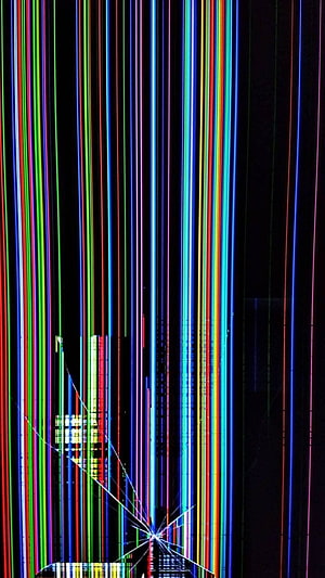 Abstract Digital Glitch Art With Vertical Neon Lines And Pixelated Distortion On Black Background HD phone wallpaper