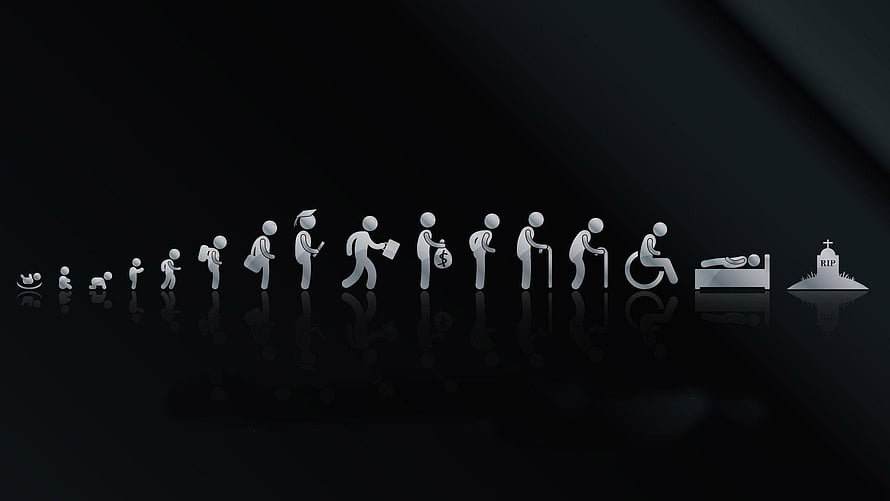 Minimalist Human Life Cycle Infographic from Birth to Death on Dark Background, the Human Life Cycle , Human Life Cycle , #human HD wallpaper
