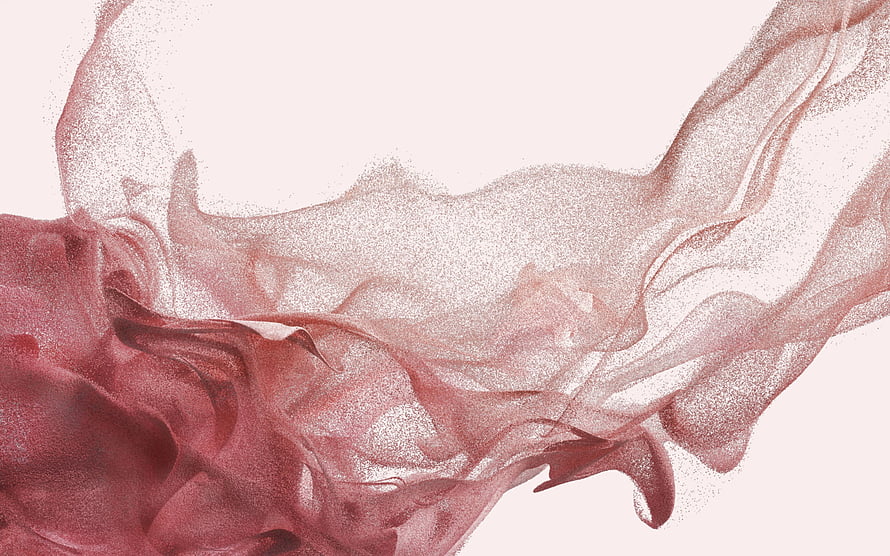 Abstract Flowing Crimson Ink Swirls on Soft White Background HD wallpaper