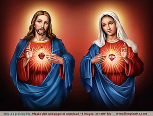 Sacred Art of the Sacred Heart of Jesus and the Immaculate Heart of Mary HD wallpaper