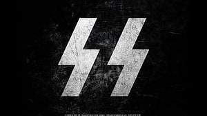 Grungy White SS Rune Symbol on Dark Textured Background HD wallpaper