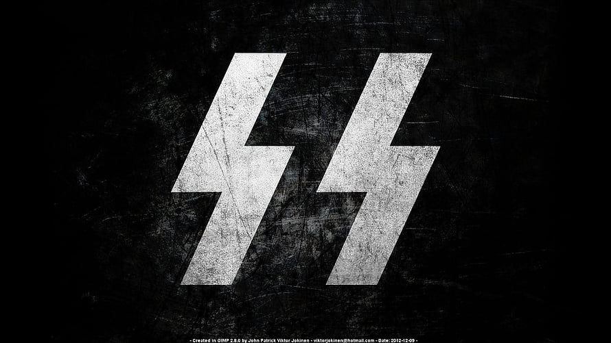 Grungy White SS Rune Symbol on Dark Textured Background HD wallpaper