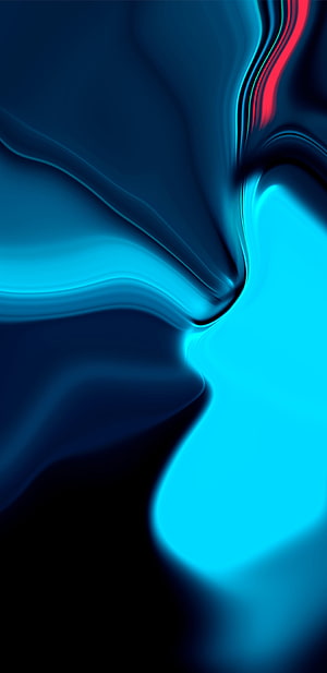 Abstract Liquid Blue and Cyan Flow with Red Accent on Dark Background HD phone wallpaper